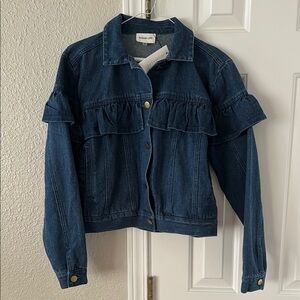 NWT Vici Perez Denim Ruffle Jacket
